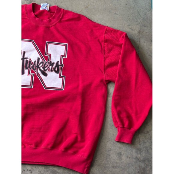 Vintage University Of Nebraska Huskers Crewneck Red Men's XL - Picture 3 of 7